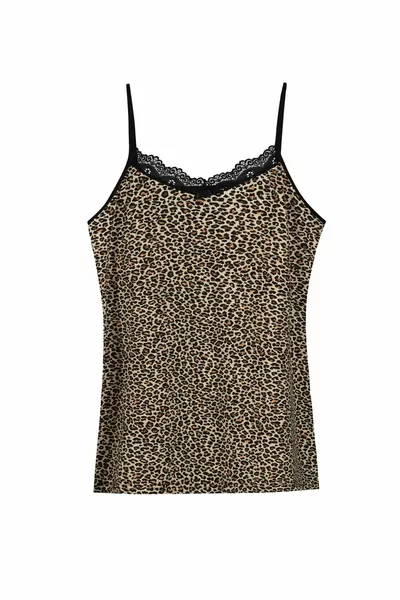Leopard Sur dentelle Thin Strap Débardeur Short Pyjama Femme