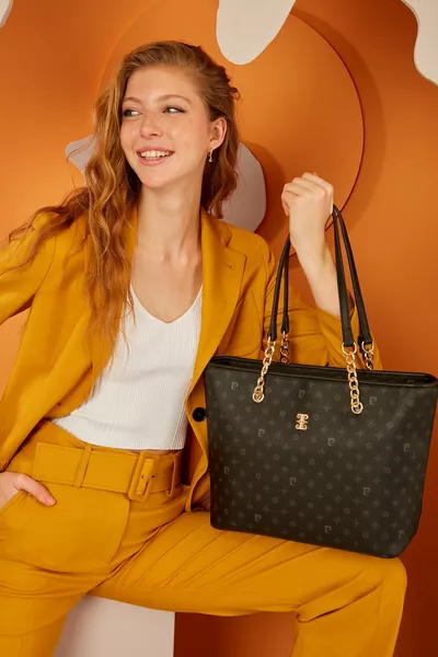 Borsa a Spalla Donna Monogram Nera 