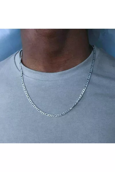 Figaro Model Yassı  Cm 4 Mm Çelik Erkek Zincir