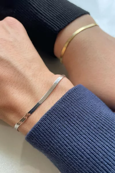 Unisex Stainless Steel Non-Fading 2-Piece Flat Italian Friendship Couple Bracelet