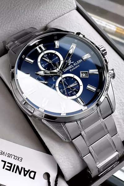 Montre Homme Exclusive Premium Manchette 3 ATM Étanche Couleur Argent Bracelet en Acier + Bracelet 