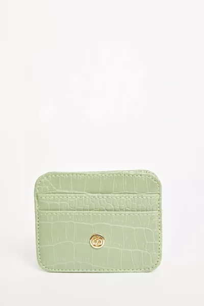 Women's Faux Leather Croco Card Holder AZNS