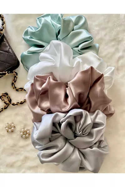 مجموعة مشابك شعر ساتان نسائية بأربعة قطع 