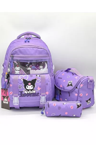 Korean Style Thermal Lunch Bag and Pencil Case Set with Accessories for Girls' School Backpack