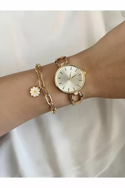 Metal sade zarif kadın kol saati