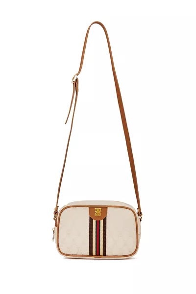 Borsa a spalla da donna beige 