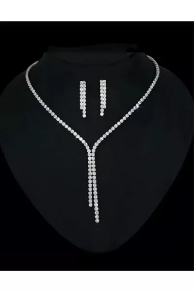 طقم قلادة وأقراط لعروس طريقة الماء فستان سهرة