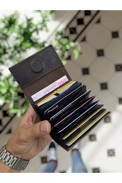 Portafoglio a Fisarmonica con Copertina Magnetica in Vera Pelle Visso , Porta Carte da Donna e da Uomo