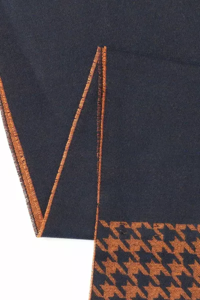 Мужской шарф тёмно-синего и оранжевого цвета с узором