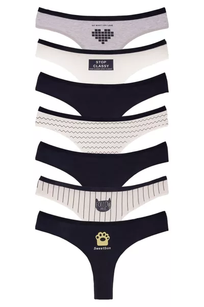 سراويل نسائية قطنية برازيليّة، عبوة من 7 قطع