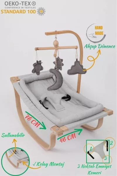 Babyschaukel mit Drehfunktion (Grau)