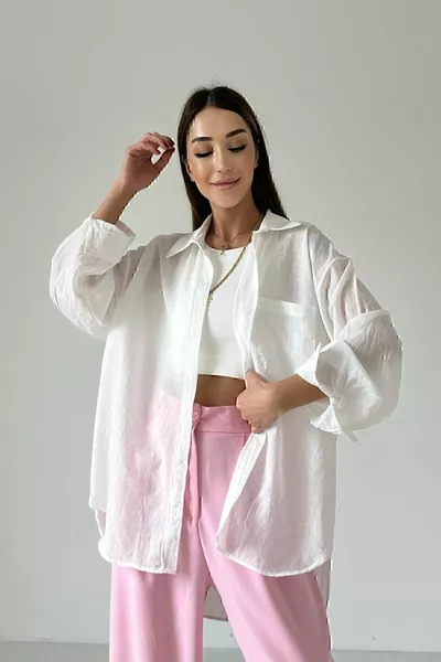 Neue Saison Oversize Damen Leinenhemd