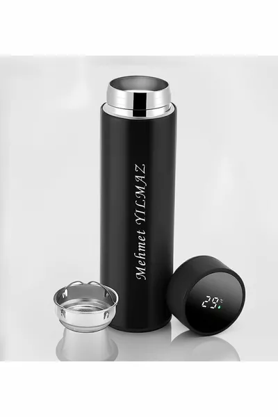 ترمس شخصي باسم مع مؤشر درجة الحرارة (مؤشر مئوي)