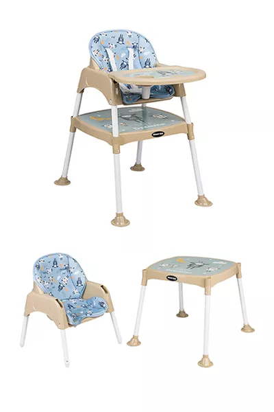 Столче за хранене Kuzu с 3 в 1 дизайн - синьо