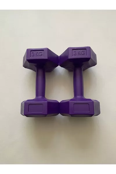 3KG x 2 Pieces Hexagonal Purple Dumbbell Set