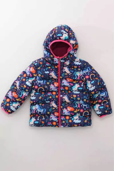 الفتيات الأولاد الداخلية الصوف مقنعين يونيكورن نمط الرقمية المطبوعة الشتاء البخاخ معطف ومعطف 