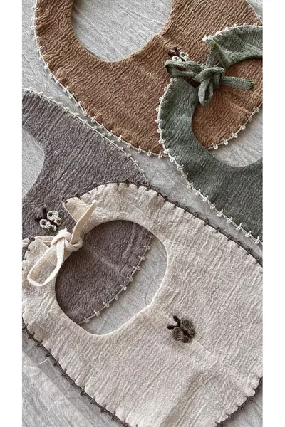 طقم 4 مآزر عضوية من قماش شيله فولدا 100% قطن