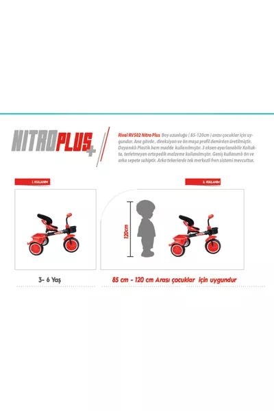 Nitro PLUS 3-wielige Kinderfiets met EVA-vulling, lekvrij en geruisloos