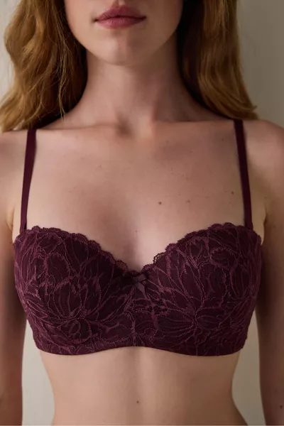 حمالة صدر بدون حشوة من اللون العنابي من لوتس بتصميم داعم بدون أربطة