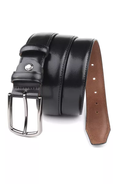 Hakiki Deri Erkek Kemer 3,5 Cm Kumaş Ve Keten Uyumlu Siyah