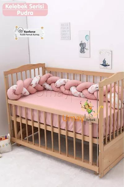 طقم غطاء سرير للأطفال، حاجز شبكي محاك، شرشف - قطن 100%