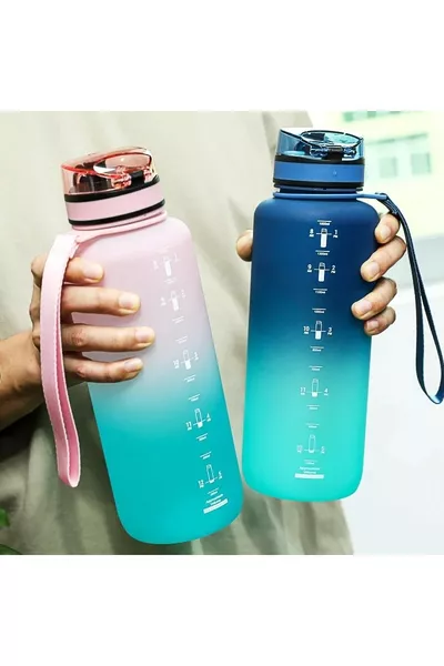 Bouteille d'eau de sport ml avec indicateur de temps, bicolore, portable, étanche, gourde sans BPA