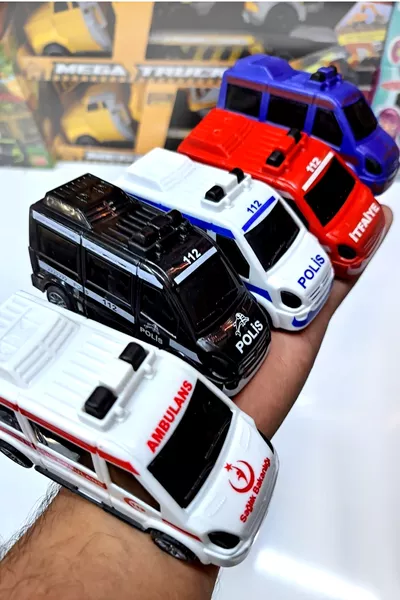 مجموعة سيارات 5 قطع سحب وإفلات حافلة صغيرة طارئة، مجموعة إسعاف، إطفاء، شرطة، جندرمة، أمان سم