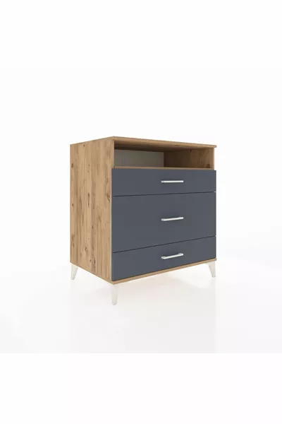Kronos Dresser Single Shelf 3 Drawers Pine-Anthracite
