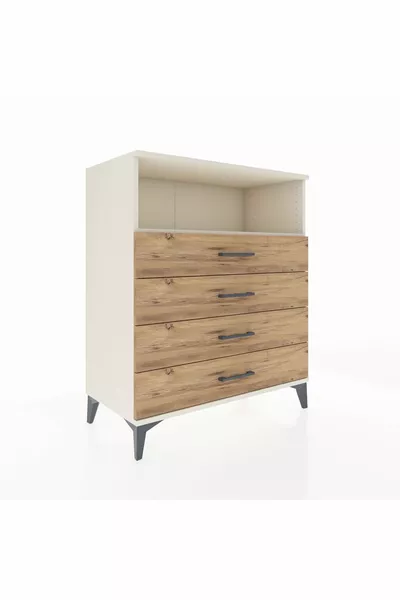 خزانة هايبرينون بدرج واحد وأربعة أدراج، لون حجر القمر والصنوبر