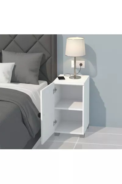 خزانة جانبية بيضاء مفردة من باناما مع غطاء قابل للتوجيه سواء لليمين أو اليسار