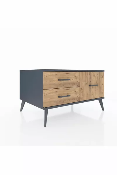 Cassettiera Kronos 3 Ripiani Antracite-Antracite/Pino