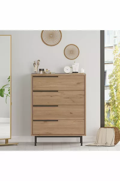 Ocean Kommode 4 Schubladen mit Metallbeinen Korb -s