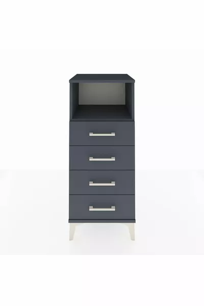 Hyperion Nightstand with Single Shelf and 4 Drawers Anthracite-Anthracite