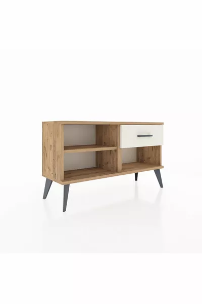 خزانة أرغس بدرج واحد ورف واحد من خشب الصنوبر/أكتاشي