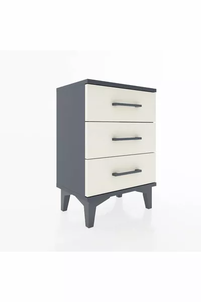 Comodino Arges a 3 Cassetti Antracite-Pietra di Luna