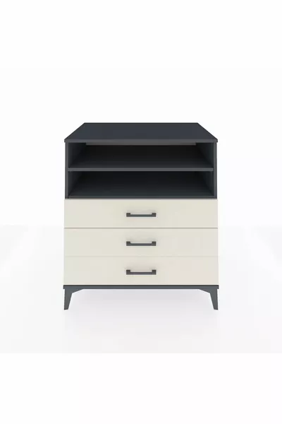 خزانة كرونوس بدرجين وثلاثة أدراج، لون أنثراسيت-حجر رملي