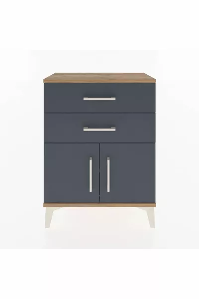 أرجيس كومودين رف واحد درجين بابين صنوبر-أنترسيت