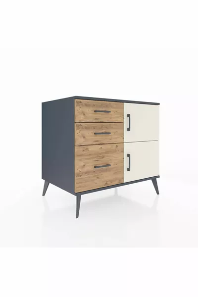 خزانة كرونوس برف واحد و3 أدراج و2 أبواب، أنترسيت/صنوبر