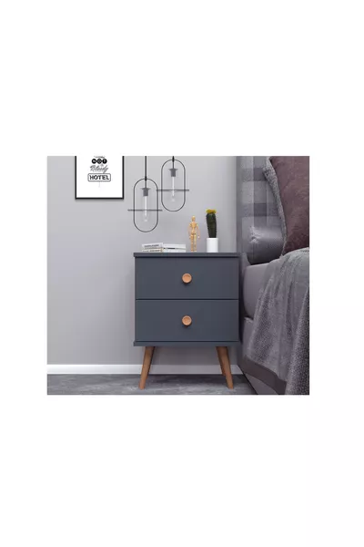 خزانة ميلاس، بقاعدة خشبية، أنثراسيت