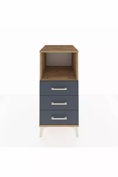 خزانة جانبية كرونوس بدرجين وثلاثة رفوف - صنوبر/أنثراسيت