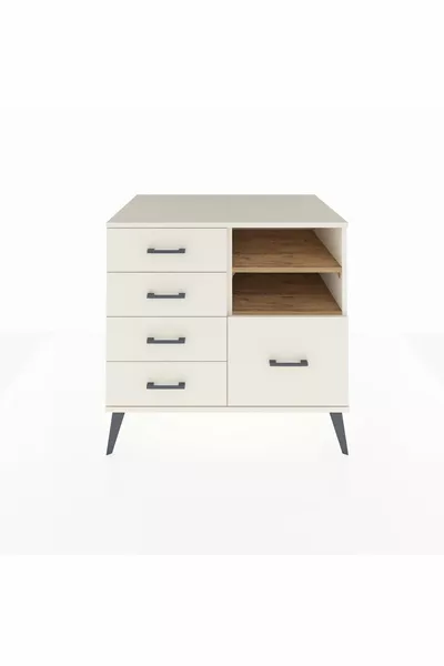 Kronos Dresser 2 Shelves 5 Drawers Moonstone-Pine/Moonstone