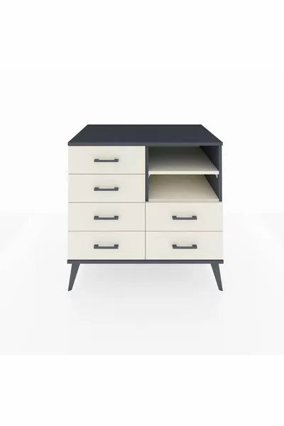 Kronos Şifonyer 2 Raflı 6 Çekmeceli  Antrasit-Aytaşı