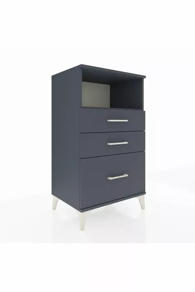 خزانة جانبية هايبرين بأرفف واحدة وثلاثة أدراج، أنثراسيت-أنثراسيت