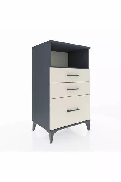 Hyperion Nightstand Single Shelf 3 Drawers Anthracite-Sandstone