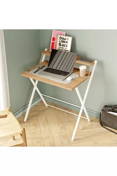 Table d'ordinateur portable élégante et durable avec pieds en métal non vacillants, bureau pliant, table de travail pour ordinateur portable