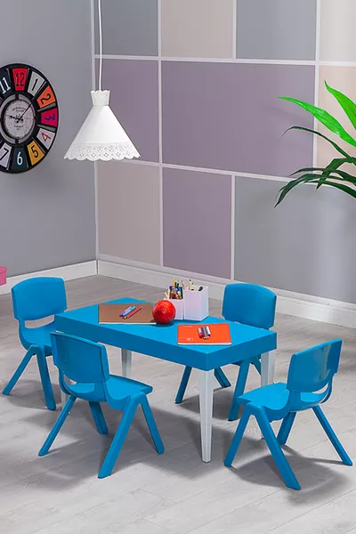 Junior Rectangular Ergonomic Comfortable Preschool Kids Table - Blue