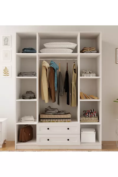 خزانة ملابس استيليا كانتري بأربعة أبواب مع درجين