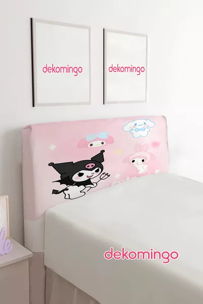 PEMBE SANRİO KARAKTER DESENLİ BAZA BAŞLIK KILIFI ( TEK KİŞİLİK )