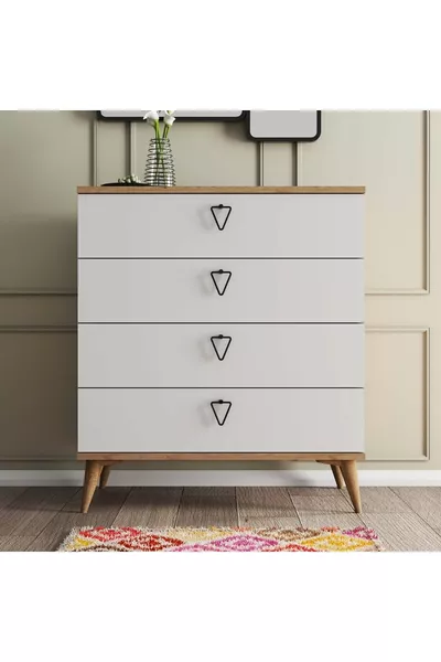  Versace 4 Çekmeceli Şifonyer Sepet-Beyaz