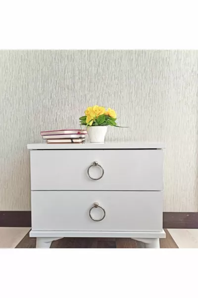 Nachtkastje / Ladekast 2 Lades Zilver / Slaapkamer / Jongenskamer / Kinderkamer / Babykamer